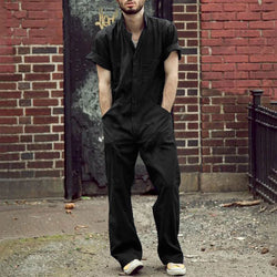 Men's Short Sleeve Zipper Leisure Overalls