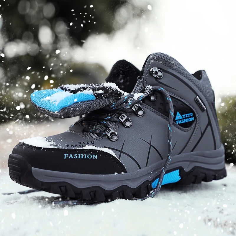 Men's Warm Waterproof Snow Boots with Short Plush Lining