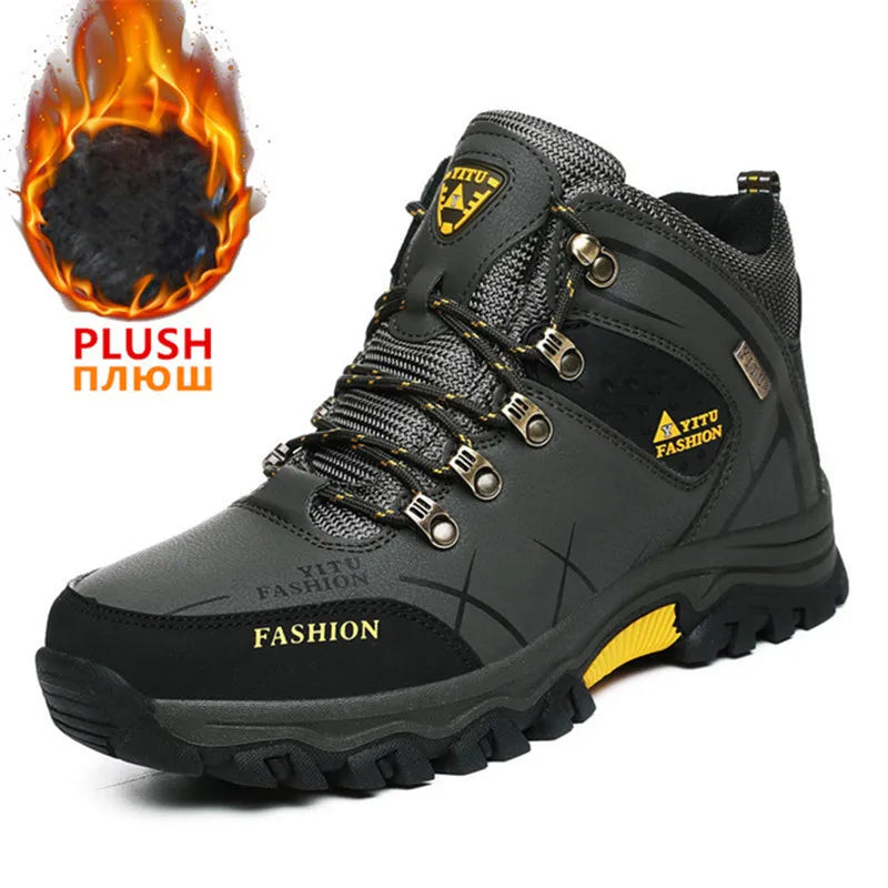 Men's Warm Waterproof Snow Boots with Short Plush Lining