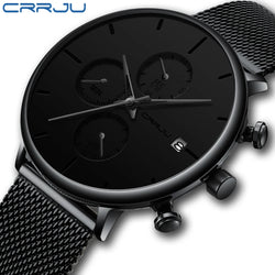 CRRJU Slim Mesh Strap Waterproof Quartz Watch
