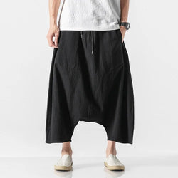 Men's Plus Size Cotton Linen Wide-Leg Harem Pants