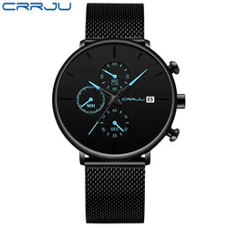 CRRJU Slim Mesh Strap Waterproof Quartz Watch