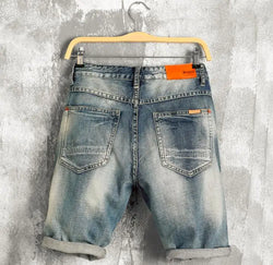 Men's Ripped Stretch Denim Shorts - Breathable Summer Fit