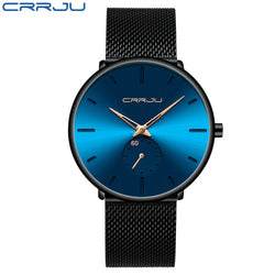 CRRJU Slim Mesh Strap Waterproof Quartz Watch
