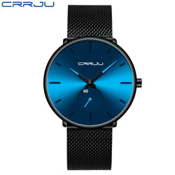CRRJU Slim Mesh Strap Waterproof Quartz Watch