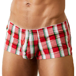 SEOBEAN Men's Cotton Plaid Boxer Shorts - Loose Lounge Fit