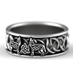 Huitan Viking Wolf Totem Punk Ring
