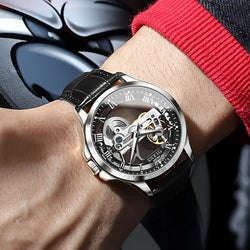 OLEVS Automatic Mechanical Leather Strap Watch