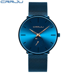 CRRJU Slim Mesh Strap Waterproof Quartz Watch