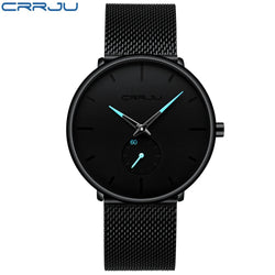 CRRJU Slim Mesh Strap Waterproof Quartz Watch