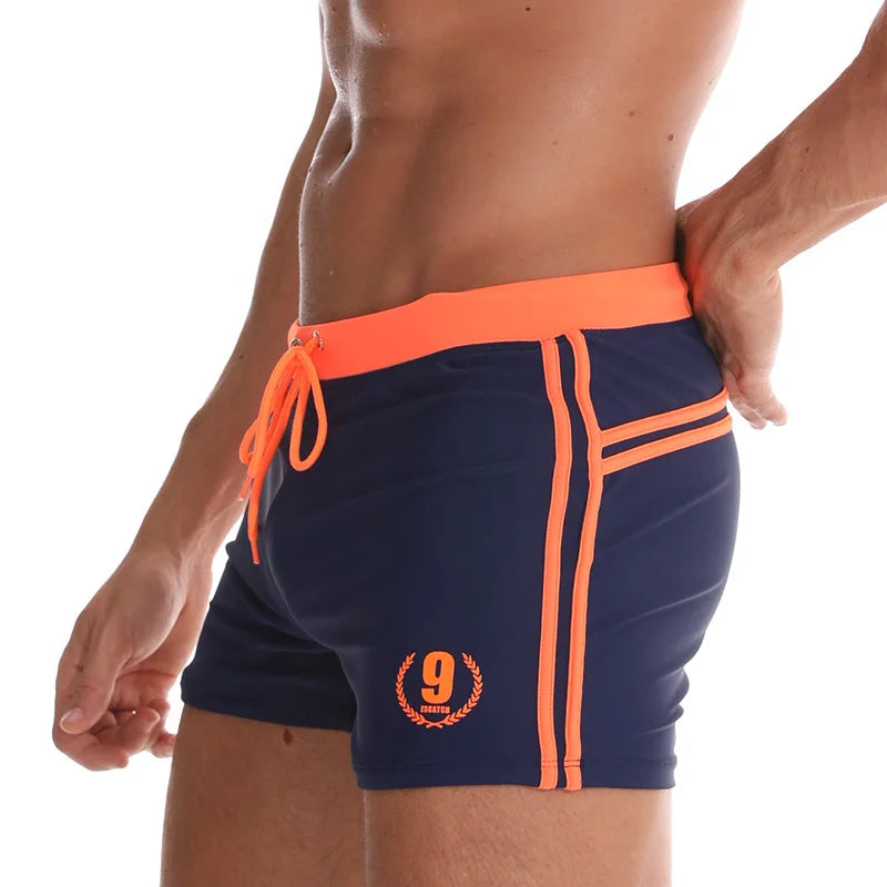 ESCATCH Men's Solid Boxer Swim Trunks