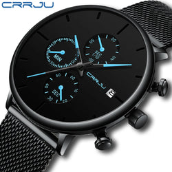CRRJU Slim Mesh Strap Waterproof Quartz Watch