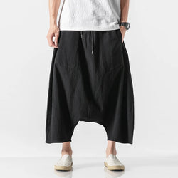 Men's Plus Size Cotton Linen Wide-Leg Harem Pants