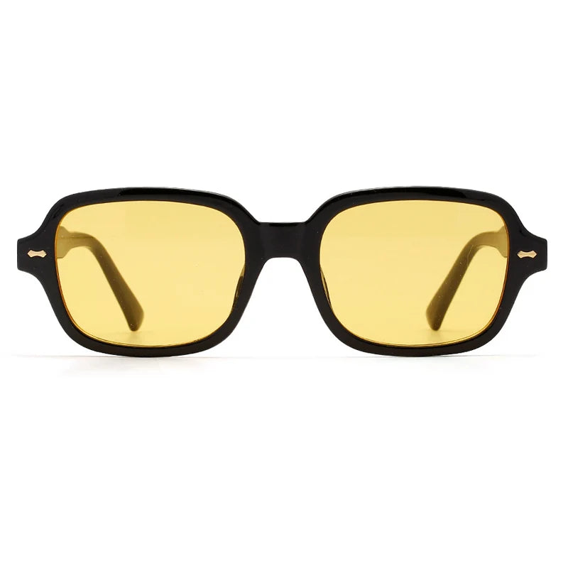 Unisex Small Square UV400 Sunglasses - Retro Rivet Frame Shades