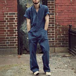 Men's Short Sleeve Zipper Leisure Overalls