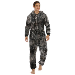 Men's Flannel Hooded Onesie Pajama Jumpsuit