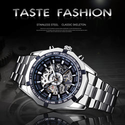 Forsining Stainless Steel Skeleton Mechanical Watch