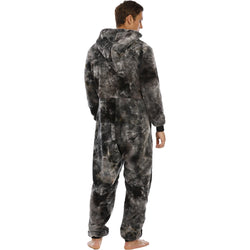 Men's Flannel Hooded Onesie Pajama Jumpsuit