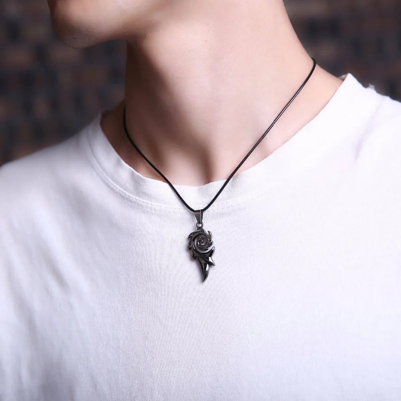 Rinhoo Dragon Flame Leather Chain Pendant Necklace