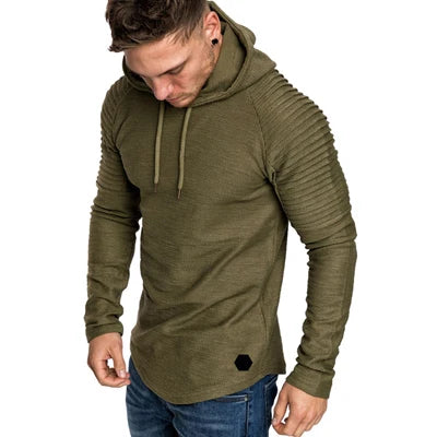DIMUSI Solid Color Slim Fit Hoodie - Men's Hip Hop Sportswear Sweatshirt