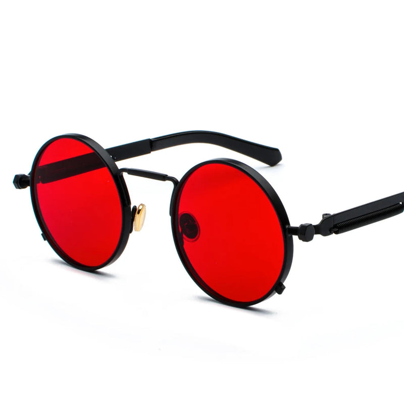 Round Steampunk UV400 Sunglasses - Retro Metal Frame Shades