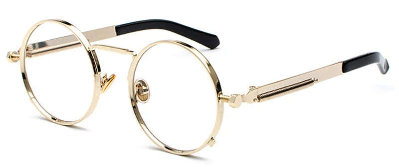 Round Steampunk UV400 Sunglasses - Retro Metal Frame Shades