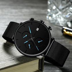 CRRJU Slim Mesh Strap Waterproof Quartz Watch