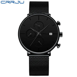 CRRJU Slim Mesh Strap Waterproof Quartz Watch