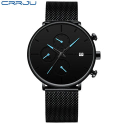 CRRJU Slim Mesh Strap Waterproof Quartz Watch