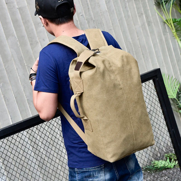 DIDA BEAR Men's Canvas Travel Backpack with Hasp Closure