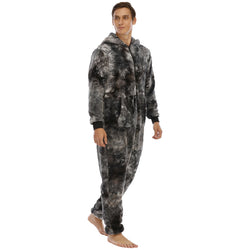Men's Flannel Hooded Onesie Pajama Jumpsuit