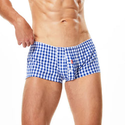 SEOBEAN Men's Cotton Plaid Boxer Shorts - Loose Lounge Fit