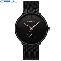 CRRJU Slim Mesh Strap Waterproof Quartz Watch