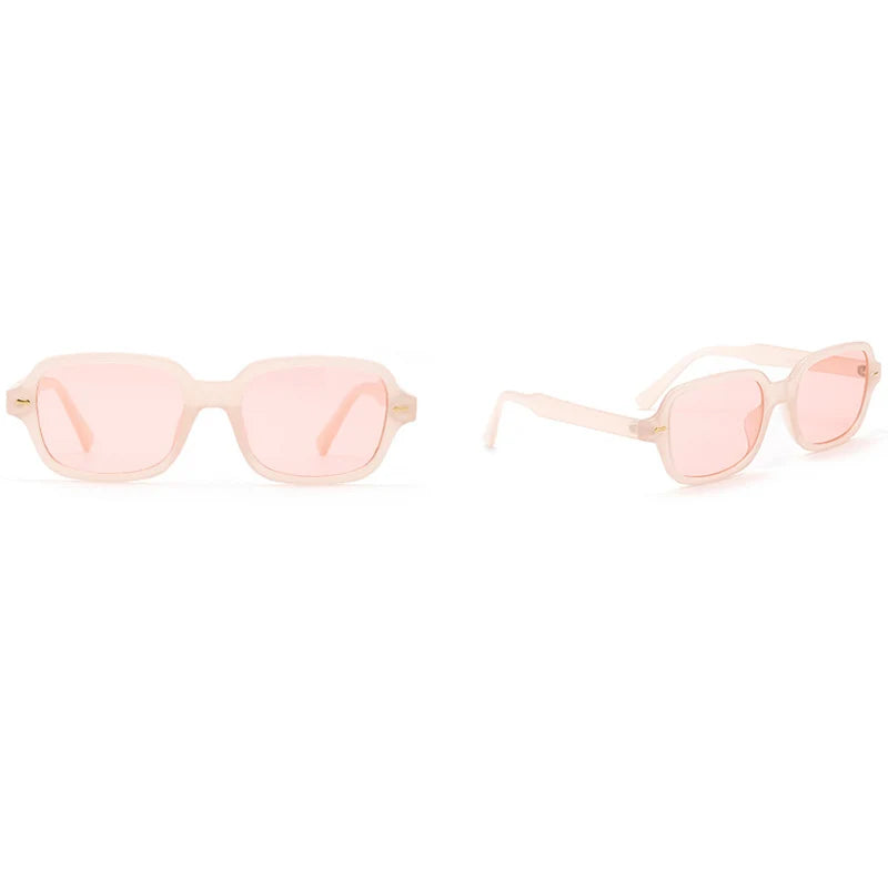 Unisex Small Square UV400 Sunglasses - Retro Rivet Frame Shades