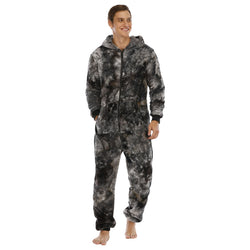 Men's Flannel Hooded Onesie Pajama Jumpsuit