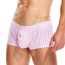 SEOBEAN Men's Cotton Plaid Boxer Shorts - Loose Lounge Fit