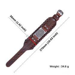 Men's Wide Leather Braided Viking Cuff Bracelet