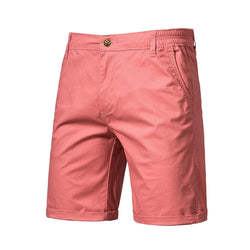 Men's 100% Cotton Solid Beach Shorts - Elastic Waist Casual Fit