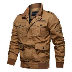 Men's Tactical Denim Motorcycle Jacket with Multi-Pocket Design