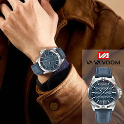 VA VA VOOM Military Calendar Leather Quartz Watch