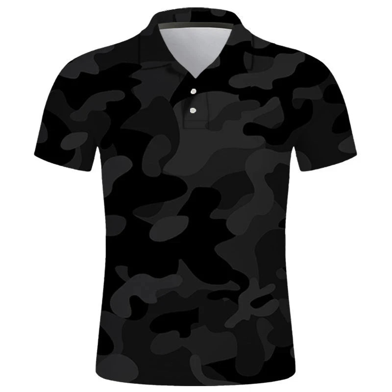 Men's 3D Camo Streetwear Short Sleeve Polo Shirt