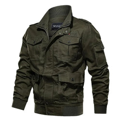 Men's Tactical Denim Motorcycle Jacket with Multi-Pocket Design