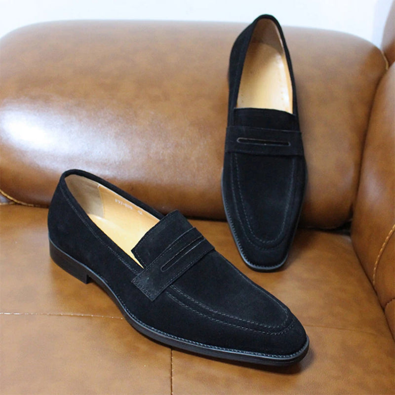 Men's Cow Suede Slip-On Dress Loafers