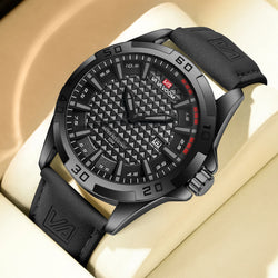 VA VA VOOM Military Calendar Leather Quartz Watch
