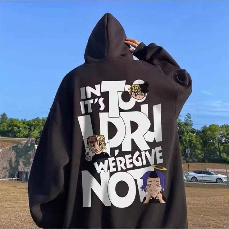 Oversized Hip Hop Alphabet Hoodie - Loose Fit Streetwear Pullover
