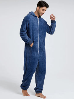 Men's Camo Fleece Hooded Onesie Jumpsuit