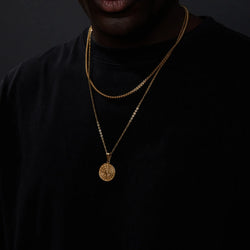 Vnox Stainless Steel Compass Pendant Layered Necklace