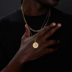 Vnox Stainless Steel Compass Pendant Layered Necklace