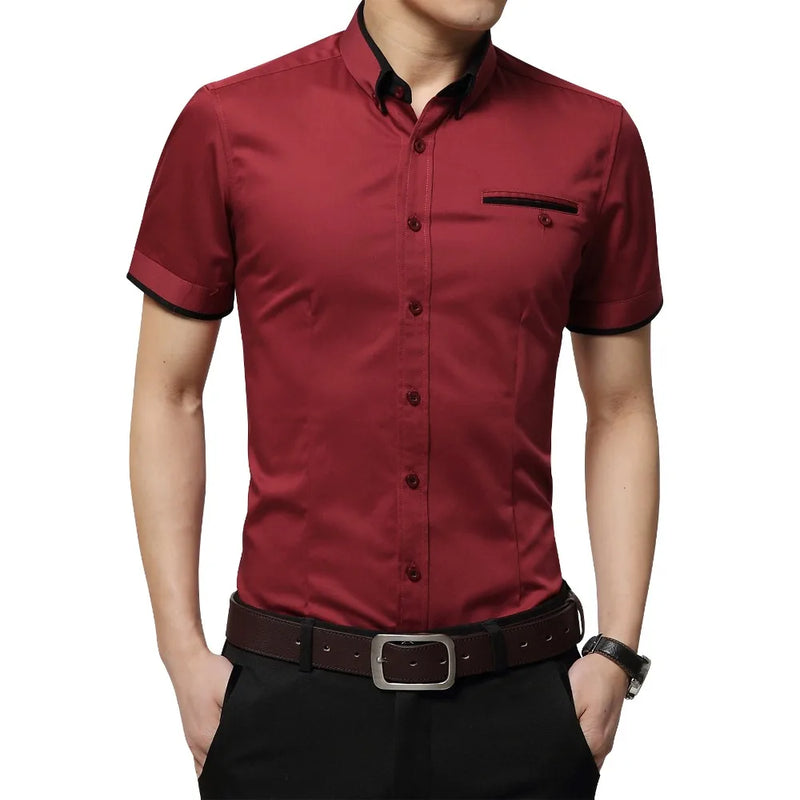 Summer Business Tuxedo Shirt - Short Sleeve Turn-Down Collar Top