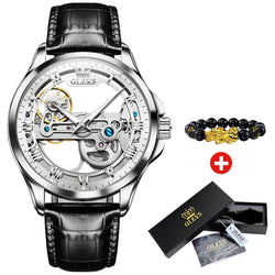 OLEVS Automatic Mechanical Leather Strap Watch